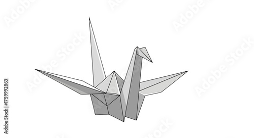 Elegant Origami Crane Emblem Against a Stark Black Backdrop Captivating Viewpoint