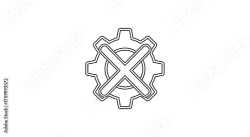 Gear Icon With A Crossed-Out Symbol Suggesting A Disabled System Or Operation
