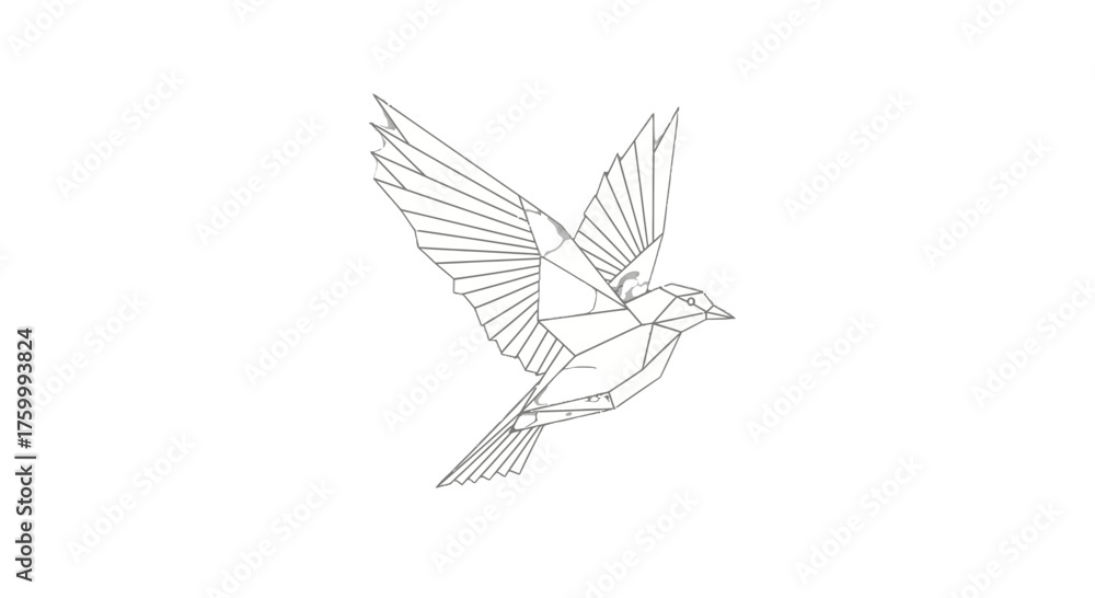 Obraz premium Geometric Bird Illustration against a Dark Backdrop Depicting Freedom, Flight and Tranquility
