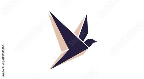 Geometric Bird in Flight on Black Background Minimalist Artistic Illustration