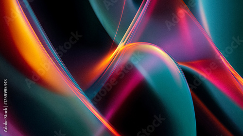 Colorful Abstract Flowing Waves Digital Art with Vibrant Light Effects