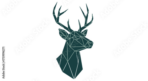 Geometric Stag Head Against Black Background: A Modern and Stylish Illustration