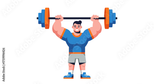 Gym Enthusiast Displaying Strength While Lifting Heavy Weight in Training Session