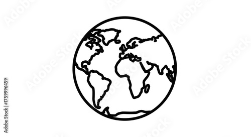 Global Contours: Earth's Outline Against a Black Void of the Universe Representation