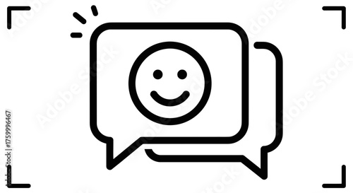 Happy Messaging Icon In Conversation Bubbles Representing Online Communication