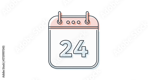 Illustration Of A Calendar Showing Date 24 With A Modern And Minimalistic Design