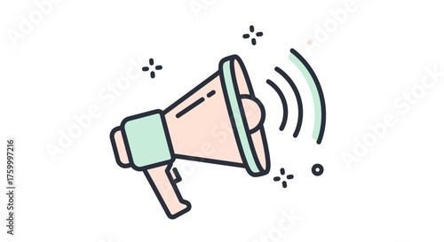 Illustration Of A Stylized Megaphone Broadcasting A Message With Sparkling Accents