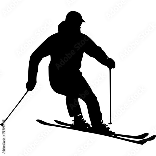 Silhouette of skier skiing downhill winter sport activity vector image