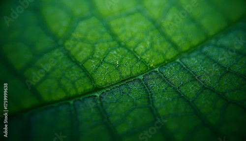 Botanical macro of leaf structure and chlorophyll detail