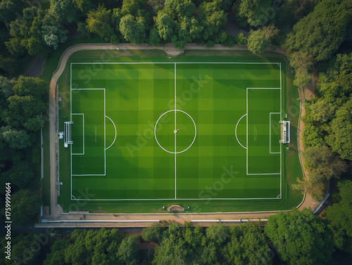 Aerial top down picture of empty park stadium