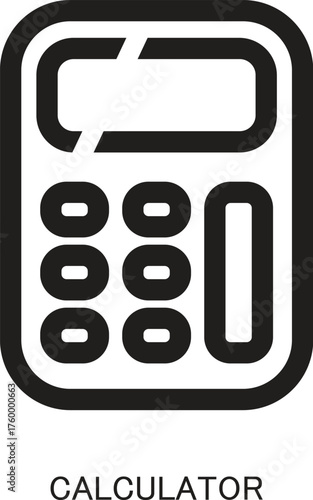 Calculator Line Icon – Minimal Outline Vector Symbol for Finance, Business, and Education
