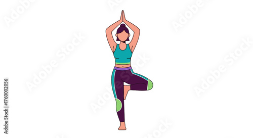 Illustration Of A Woman Performing Yoga Pose Against A Black Background