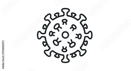 Illustration Of Coronavirus Depicting a Black Emblematic Viral Agent Symbol