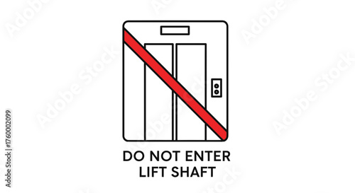 Illustration Of Elevator Shaft Entry Prohibition Warning Sign Against Black Backdrop
