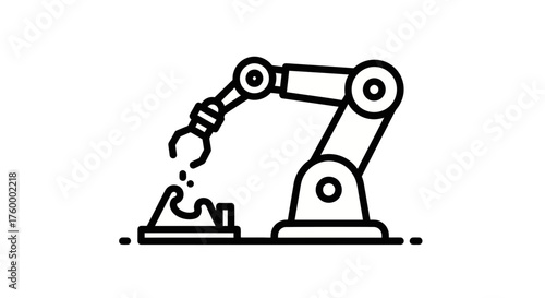 Industrial Robotic Arm Performing Precision Task On A Black Background Design Concepts