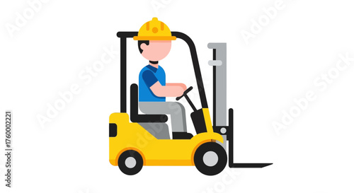 Industrial Worker Operating a Forklift In Workplace Vector Illustration Design