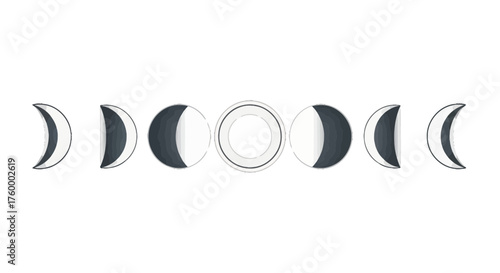 Lunar Cycle Depiction: Phases Of The Moon Against A Dark Backdrop Visual