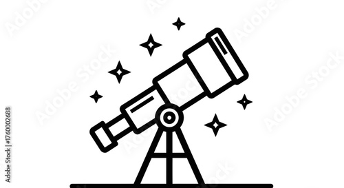 Magnificent Telescope Silhouette Depicting Astronomical Wonders and Celestial Exploration