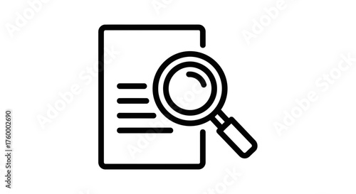 Magnifying Document Icon Depicting Research, Analysis, And Information Discovery
