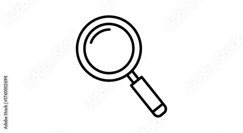 Magnifying Glass Icon On Black Background For Search, Discovery and Information
