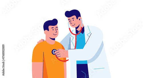Medical Checkup Illustrative Image Depicting a Doctor Examining a Patient's Heart