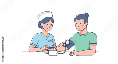 Medical Professional Checking Blood Pressure of Patient For Diagnosis and Treatment Planning