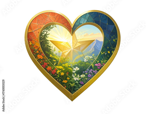 golden heart with diamonds