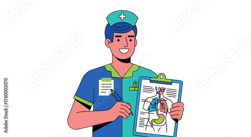 Medical Professional Explaining Anatomical Chart With Clear and Concise Illustration