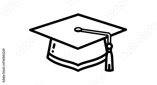 Minimalist Academic Cap Illustration On A Black Background For Education Or Graduation