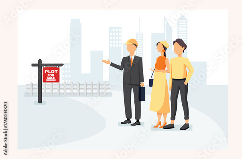 Real Estate Agent Showing Land Plot to Couple