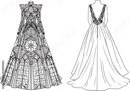 Gothic and Classic Couture Dresses with Architectural Detailing