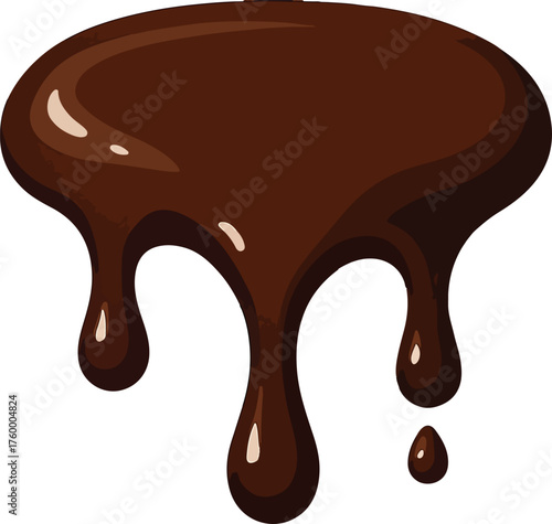 Dripping dark chocolate sauce with highlights melting