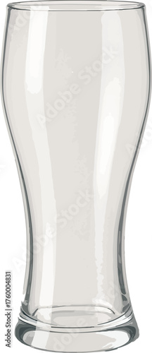 Empty clear glass beer mug with thick base transparent