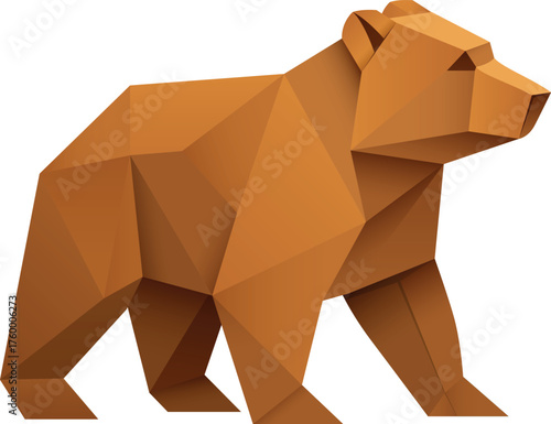 Origami-Bär, Braunbär, Grizzlybär, Tier, Wald – geometrische Vektor Illustration
