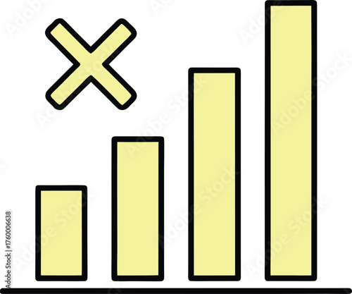 Bar Chart with a Cross Mark Icon graph statistics