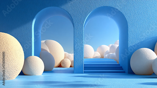 Global culture concept with symbolic elements representing communication, unity, and multicultural exchange on a blue background.