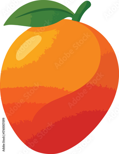 Orange fruit with green leaf illustration food