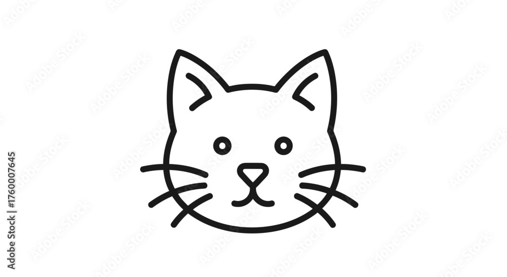 Obraz premium Minimalist Cat Face Drawing Against Black Background Suitable For Various Designs