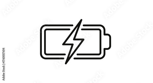 Minimalist Battery Charging Icon Illustration On Black Background