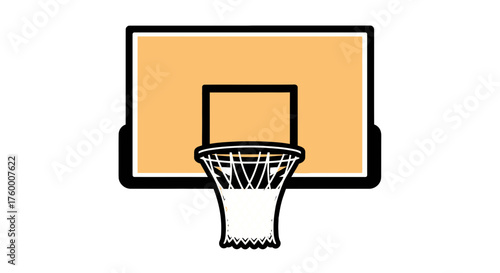 Minimalist Basketball Hoop Illustration With Orange Backdrop And Black Background