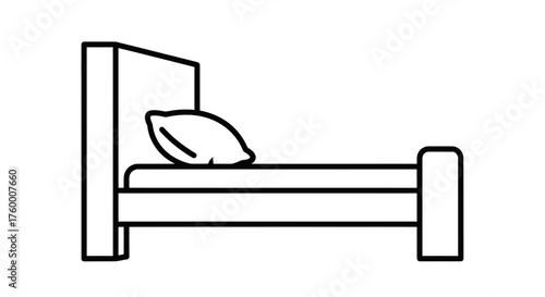 Minimalist Bed Silhouette On Black Background Ideal For Sleep And Relaxation Concepts