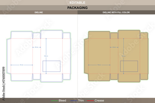 Pasta box dieline elegant vector printing packaging layout structured fold system precise die line marks and clean presentation for retail or meal packaging
