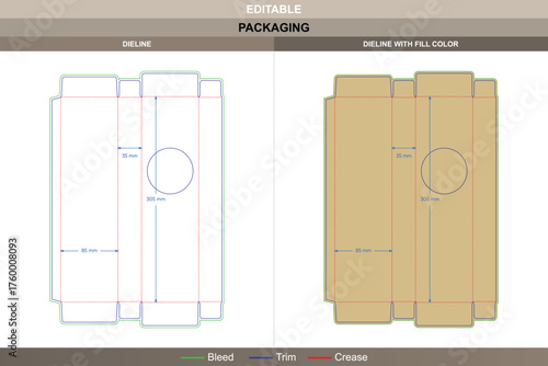 Pasta box with window dieline professional vector printing packaging template featuring transparent panel clean folding and accurate die line mapping