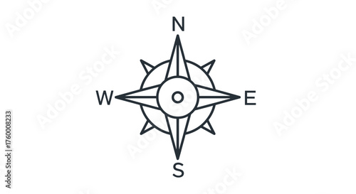 Minimalist Compass Icon on Black Background for Directional Guidance and Navigation