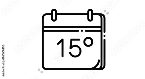 Minimalist Calendar Illustration Featuring The Date Fifteen Against a Black Backdrop