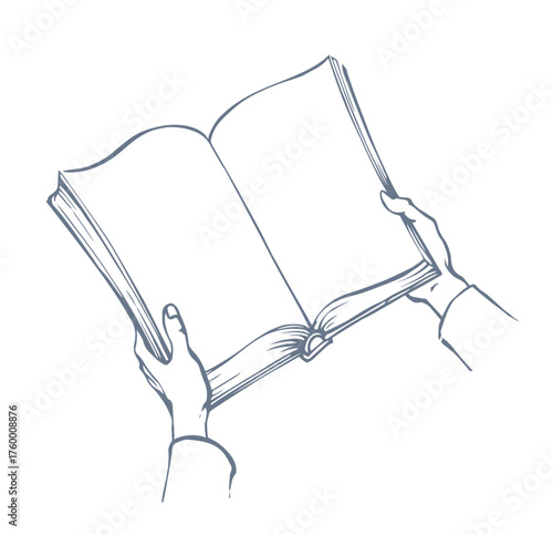 Hands are holding a book. Vector drawing