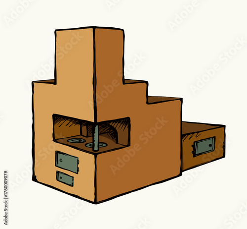 Old Russian stove. Vector drawing