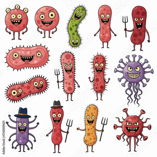 Cute cartoon Monsters. Set of cartoon monsters: goblin, ghost, troll, monster, yeti and alien . Halloween design. Vector illustration isolated