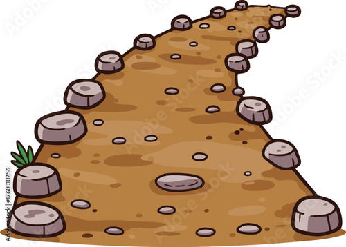 Dirt path with round stones forming a natural walkway in outdoor environment vector illustration 