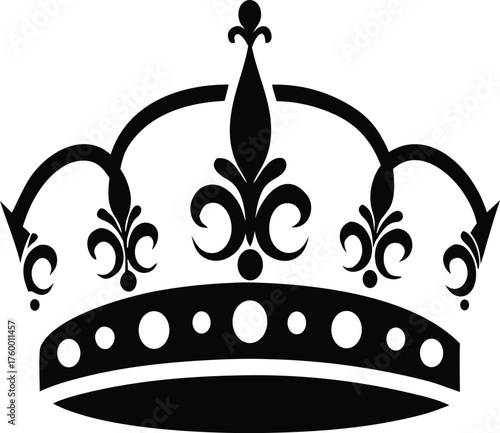 vector black silhouettes of crowns isolated on a white background.